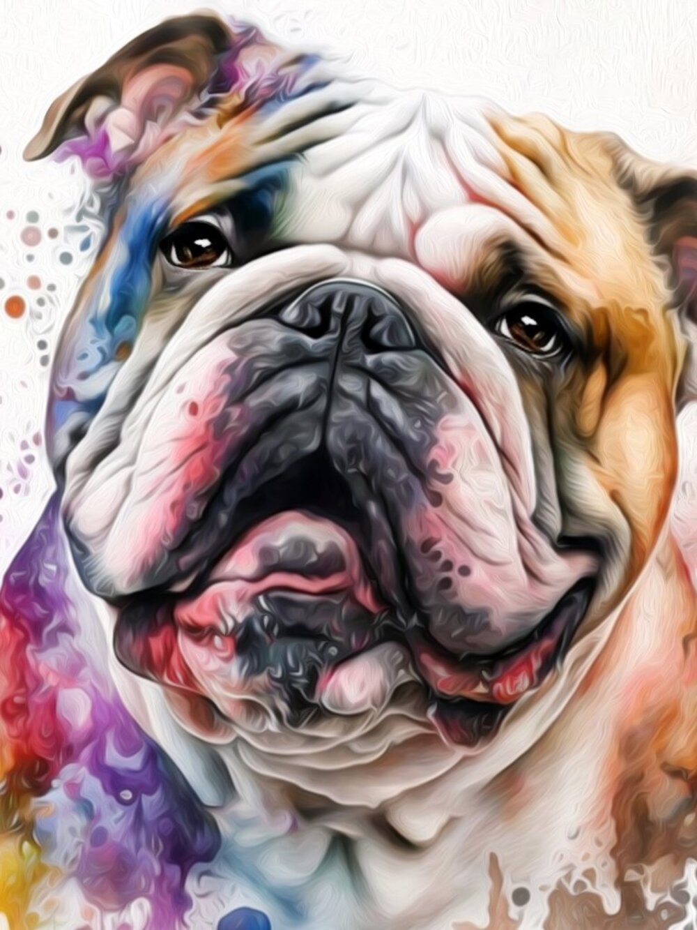 8x10 English Bulldog Watercolor Oil Painting Art Print - Picture 5 of 7